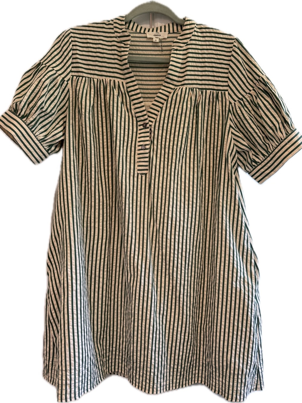 Entro Striped Green SeerSucker Dress Small (see last pic for color)